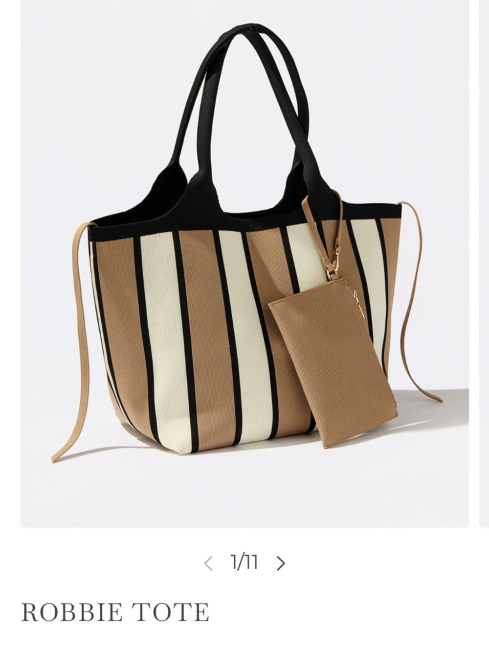 Shiraleah Black, White & Gold Striped Neoprene Tote